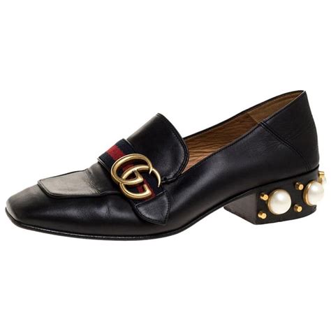 gucci loafers with pearls on heels